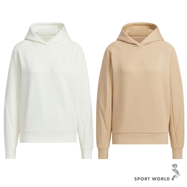 【下殺】Adidas 連帽長袖上衣 女裝 帽T 白/奶茶【運動世界】JM8793/JM8794