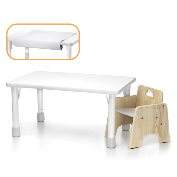 臺灣 愛兒館 ilovekids 我的第一張小桌子+椅子+紙捲架(長-61公分)