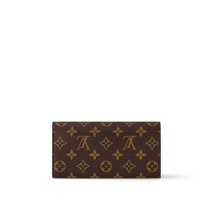 Louis Vuitton LV 路易威登 Sarah 新版經典老花釦式長夾/手拿包 內裡罌粟紅色 M62236