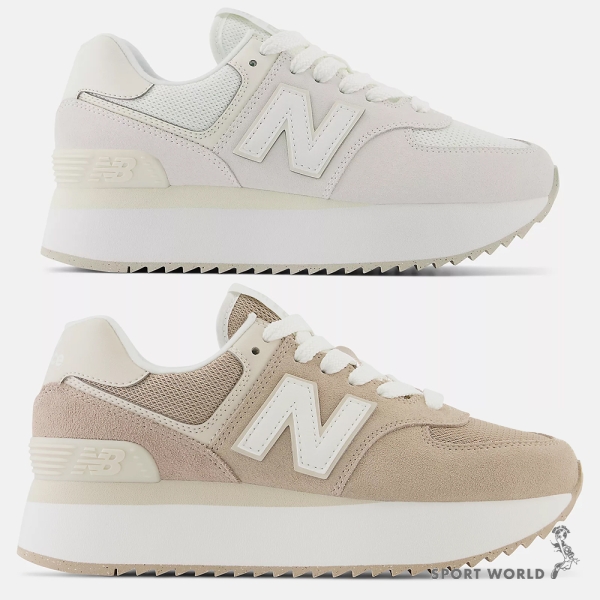 New Balance 574 女鞋休閒鞋厚底麂皮米白/卡其【運動世界】WL574ZSO-B