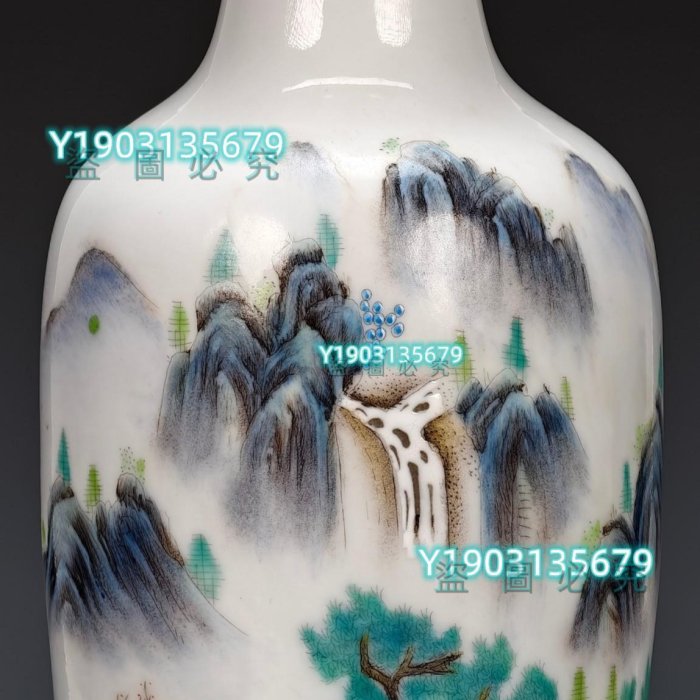 大清乾隆年制】滿工粉彩通景山水紋賞瓶。?乾隆時期是歷史上0046311056