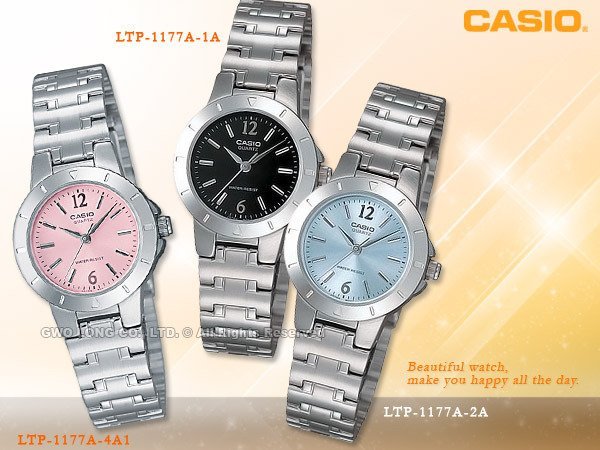 CASIO 手錶專賣店 國隆 簡約氣質指標女錶 LTP-1177A-1A黑 2A藍 4A1粉 保固ㄧ年 附發票