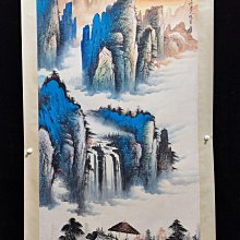 老畫四尺中堂畫張大千山水純手繪實物拍攝一物一圖材質宣紙裱好尺寸:長