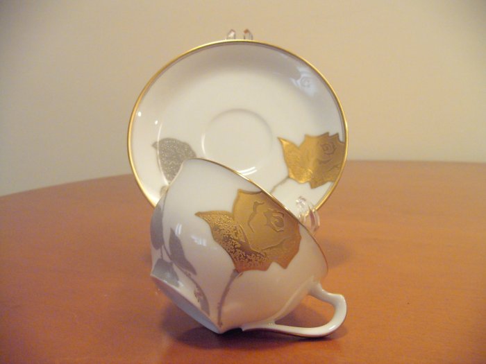 日本製OKURA 大倉陶園金蝕玫瑰兼用杯組1客/2pcs（展示品/特價