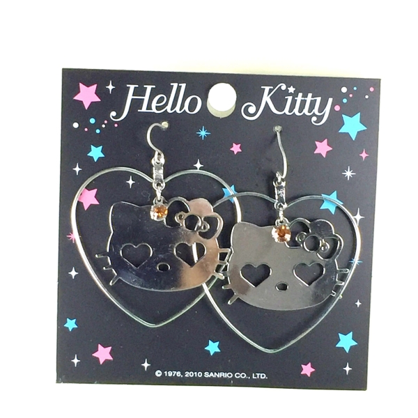 【震撼精品百貨】Hello Kitty 凱蒂貓~造型耳環-大臉愛心造型