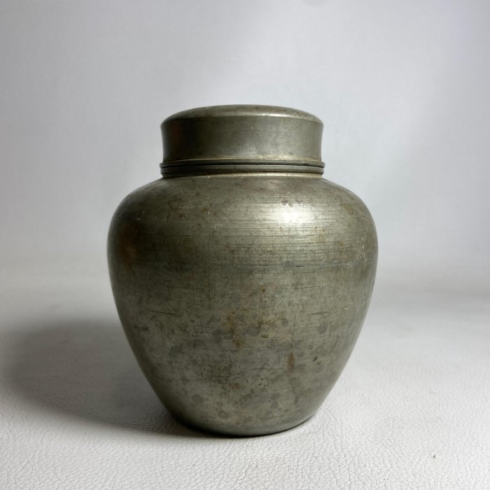古玩輕鬆拍】老日本時代煎茶道具名工匠乾茂號造落款古錫茶罐/茶心壺