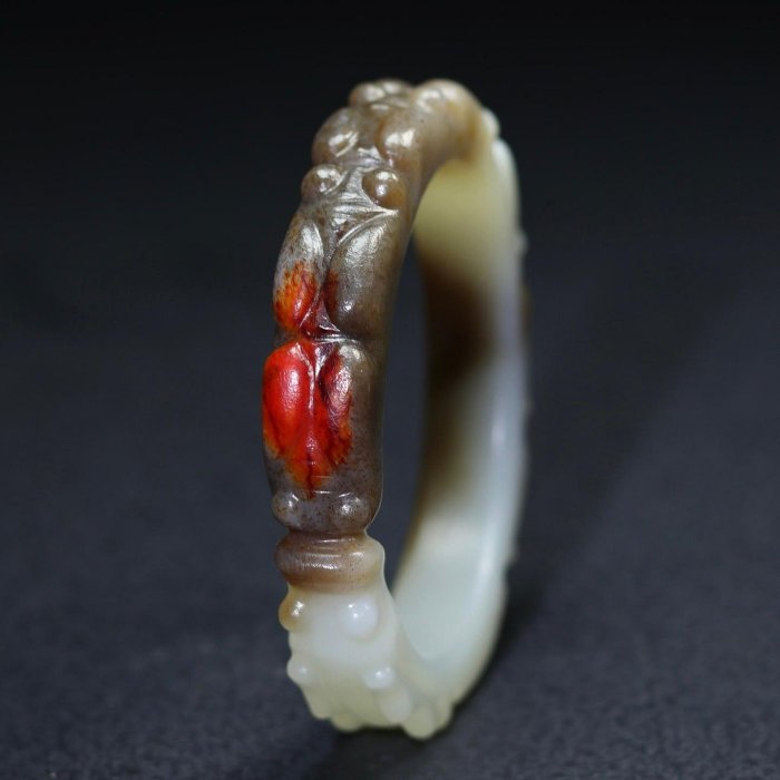 18823和田玉舊藏迴流精品玉龍手鐲玉質剛性細膩油潤包漿醇厚沁色自然雕