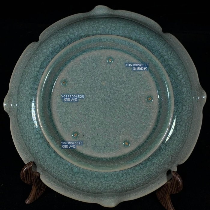 宋汝窯冰裂紋銘文花口洗，高5直徑21cm，300365 官窯汝瓷建窯【古雲
