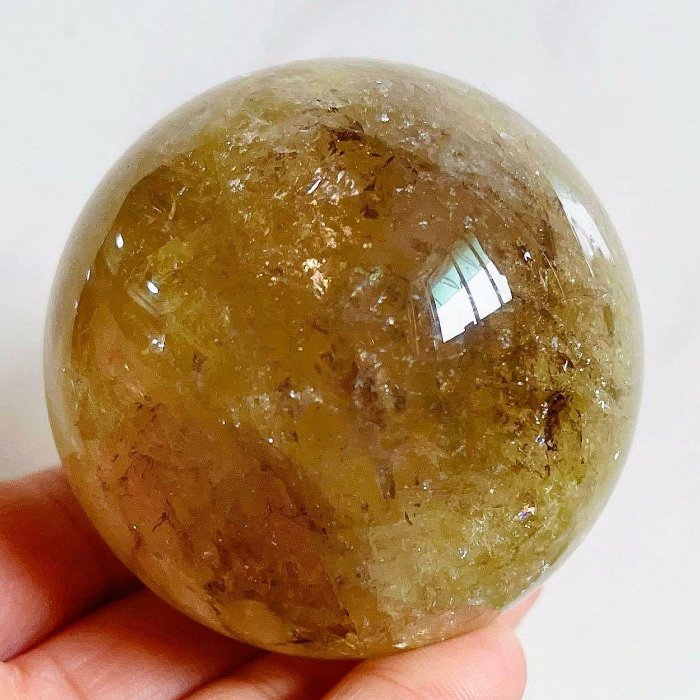黃水晶球魔晶宙斯黃水晶Huang Asai 巴西天然水晶老礦黃茶體爆彩碎冰閃