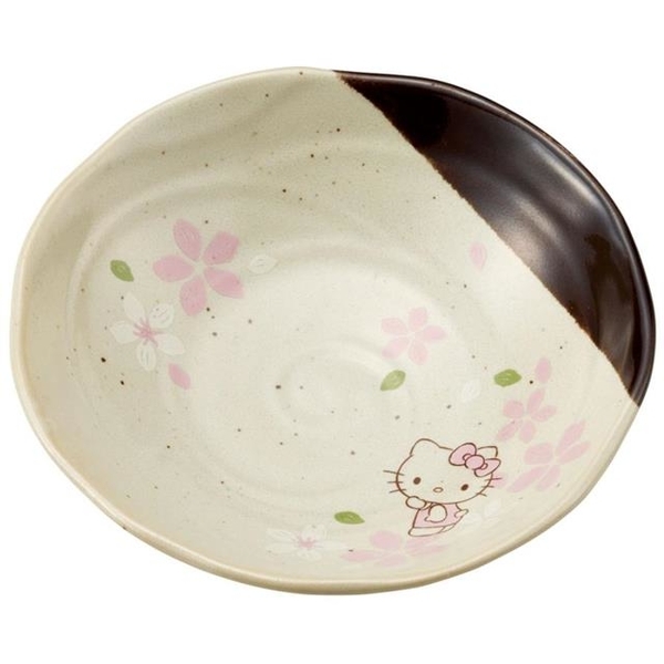【震撼精品百貨】凱蒂貓 Hello Kitty~日本SANRIO三麗鷗 KITTY陶瓷美濃燒圓盤-棕櫻花款*63155