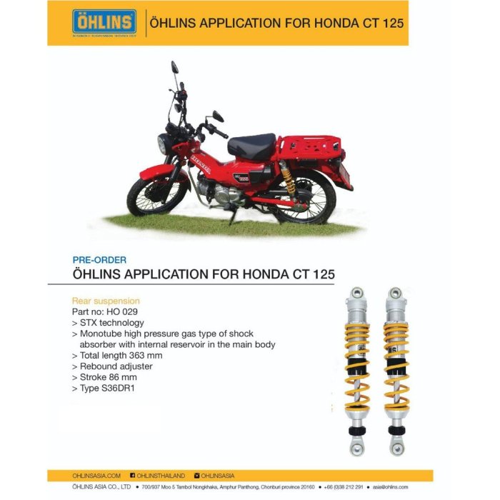 OHLINS 後避震器 HONDA CT125 專用