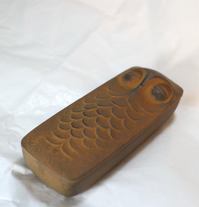 NAGAE~日本製造~高岡銅器~102-09~印泥盒~馬場忠賓~鑄鐵~茶色~3.2*4.5