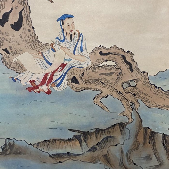 op-77 畫家：張大千四尺中堂畫人物畫手繪畫畫工精細。材質：宣紙2 加