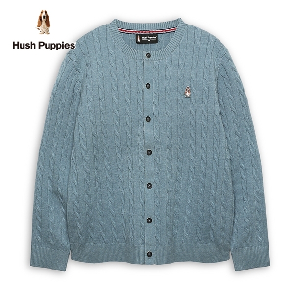 Hush Puppies 線衫 男裝素色拐花刺繡小狗開襟線衫外套
