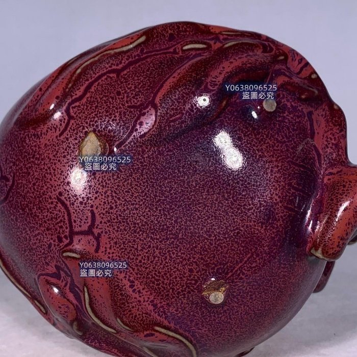 宋鈞窯玫瑰紫釉壽桃形水滴，高13直徑17cm，200155 官窯汝瓷建窯【古雲
