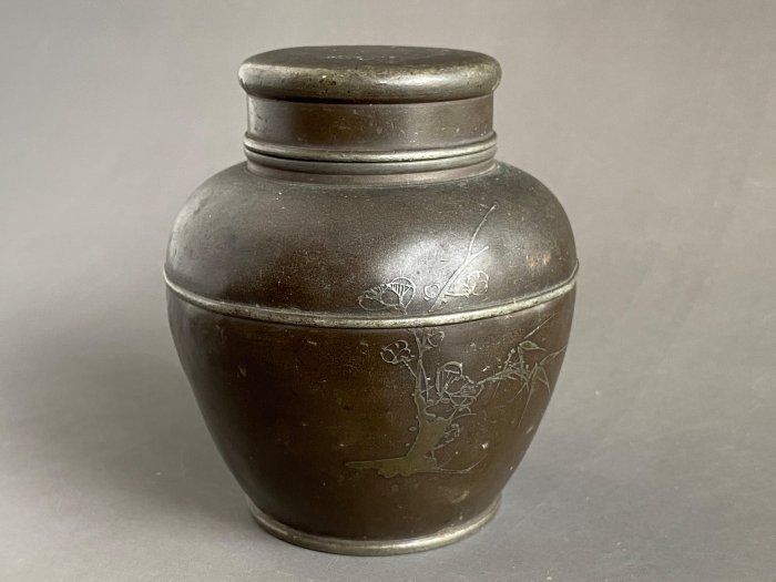 本齋】一元起標每週三結標~~『林克瑞製』錫茶入茶筒茶倉茶葉罐308公克