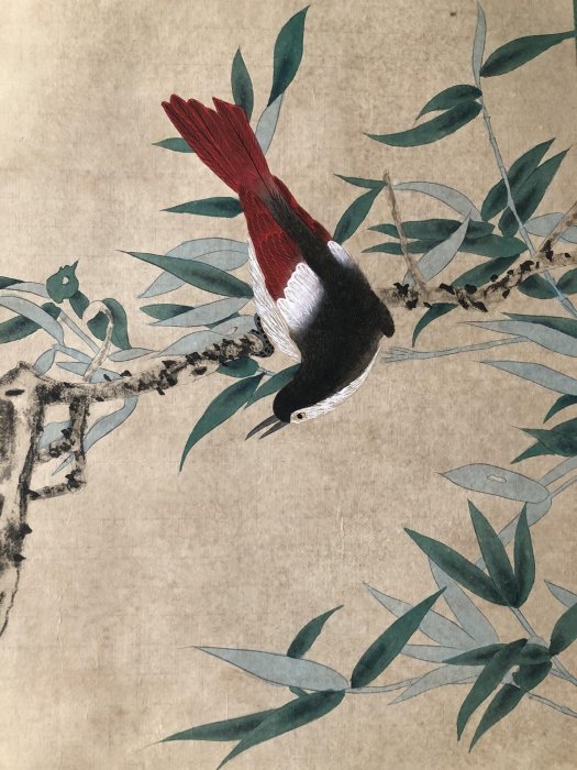 中國  手書花鳥 02【趙佶】花鳥，四尺手繪帶書信作品，雕花軸頭裝裱好尺寸229*82cm左右