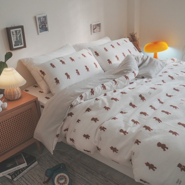 二層紗 小熊班尼 雙人床包三件組 觸感親膚柔軟 臺灣製 棉床本舖