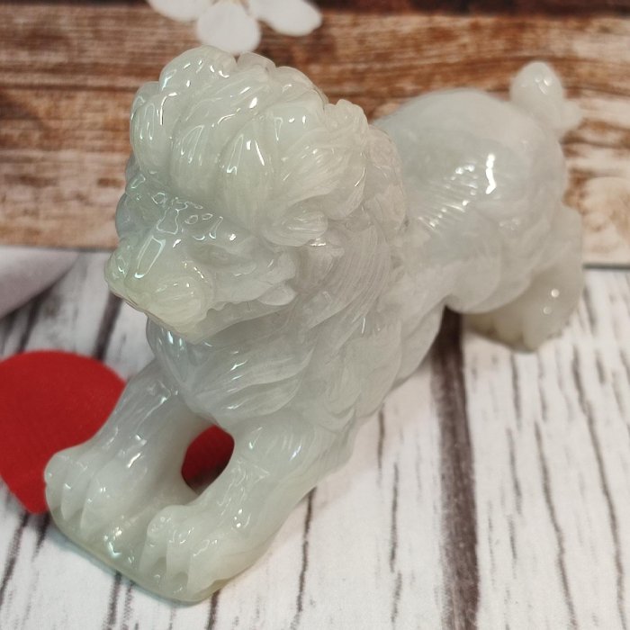 🦁招財納福🦁天然緬甸玉A貨翡翠-細糯立體精雕獅子手把件/小擺件現貨實