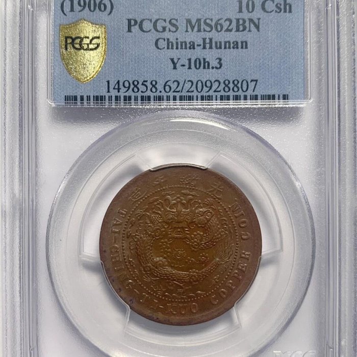 中国古銭 大清銅幣 丙午戶部當制錢十文 中心 鄂 PCGS