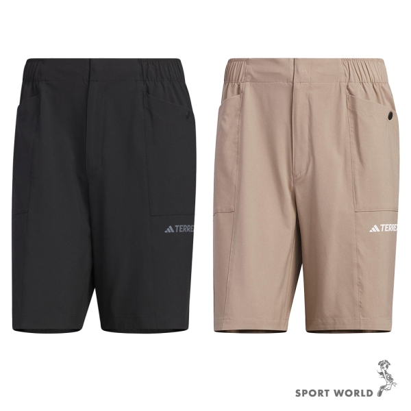 Adidas 男裝 短褲 防潑水 背面拉鍊口袋 黑/卡其【運動世界】IL8948/IL8947