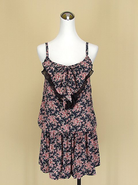 貞新 MOMA 專櫃 薔薇平口細肩帶棉質雪紡紗連身褲背心褲吊帶褲 M號似0918(48007)