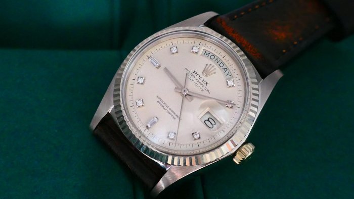 【美好時光】1972年份 ROLEX白金版本1803罕見無夜光十鑽面超美品18039 18238 18239參考