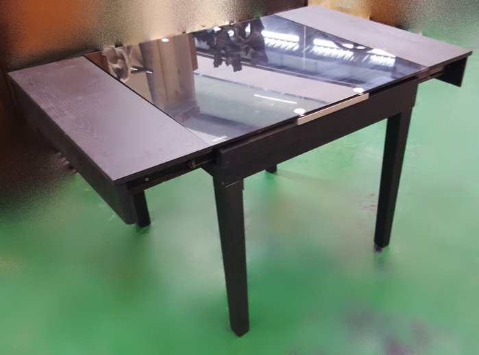 台中二手家具店 宏品全新中古傢俱館 F122007鐵刀黑玻璃蝴蝶餐桌 營業用餐桌*中古桌椅拍賣 補習班桌椅 課桌椅