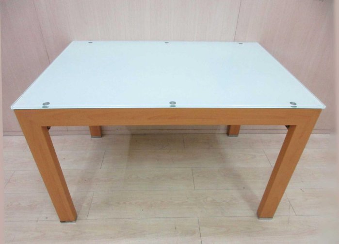新竹二手家具◎百豐悅2手家具-二手 餐桌椅 120公分玻璃面伸縮餐桌 4人餐桌 用餐桌 台中二手傢俱 大安2手傢俱
