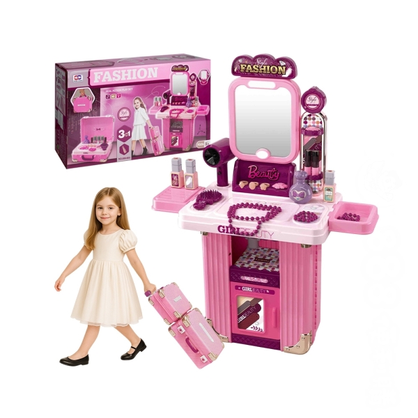 8603手拉行李箱3型態兒童化妝台梳妝組(大小行李箱收納方便)(008603)【888便利購】