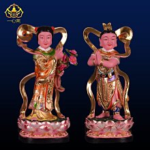 銅器 善財 童子 龍女 仏像一対 工芸品 美術品 置物 銅器 善財 童子 龍女 仏像一対 工芸品 美術品 置物