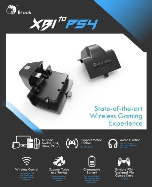 ROOK Xbox One手把電池轉接器支援X1/P4/Switch 無線遙控藍芽支援耳機連