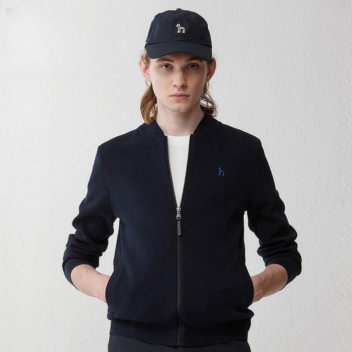 Hazzys哈吉斯時尚棒球服針織開衫外套男士春季長袖休閑上衣