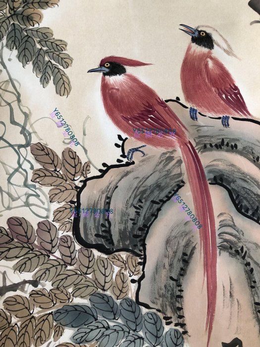 編號135【陸小曼】花鳥，純手繪四條屏，260一套裱好尺寸高x寬180*50cm