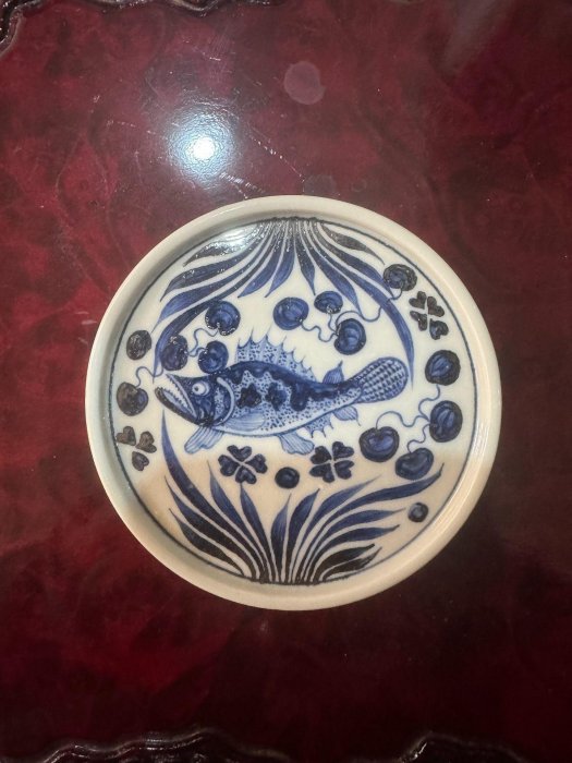 景德鎮青花魚藻三才蓋碗，瓷質優美青花絢麗，手繪工藝精湛品相佳三才