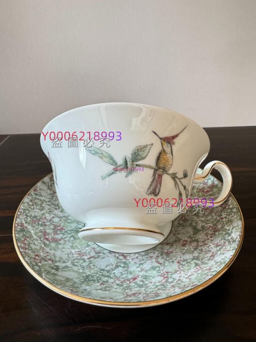 英國產Wedgwood 韋奇伍德黑寶瓶款蜂鳥闊口咖啡杯紅茶杯。骨瓷手繪一杯