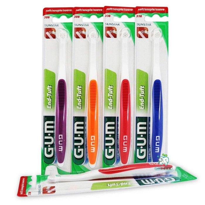 【樂齒專業口腔】G.U.M 308牙溝縫隙尖頭花束牙刷 (3排7束)一入 單束毛