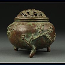 勇福堂》】日本香道具－須賀月芳造【高岡銅器玉型松竹梅紋（三友文