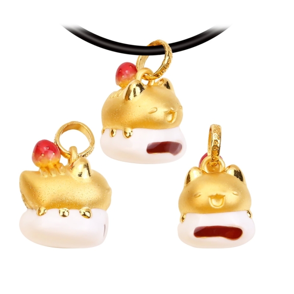 草莓大福咖波黃金墜子-貓貓蟲咖波BugcatCapoo