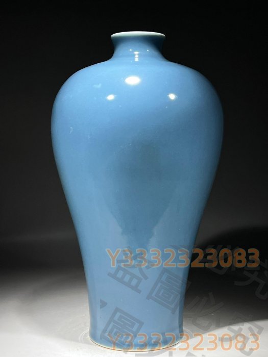 大清雍正天藍釉玉壺春瓶 景徳鎮 陶磁器 装飾品 工芸品 美術品 置物 | M