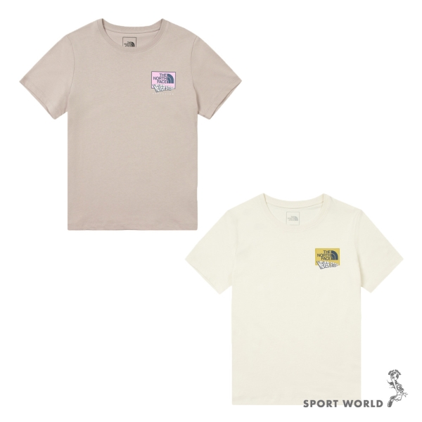 The North Face 北面 短袖上衣 女裝 純棉 印花 灰/米白【運動世界】NF0A8DCD1OA/NF0A8DCDQLI