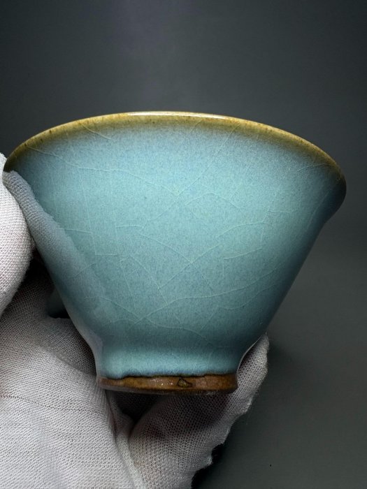 宋代鈞窯斗笠盞泡泡盞宋代鈞窯茶盞鈞瓷泡泡盞鈞瓷茶碗舊藏宋天藍釉鈞窯