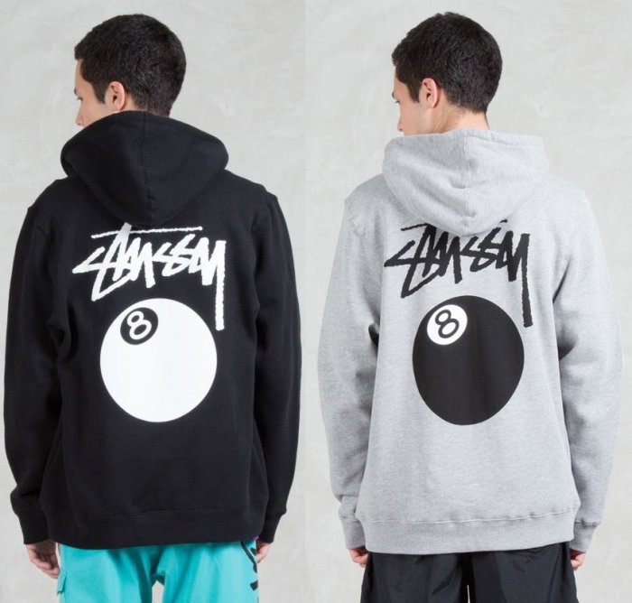 超搶手】全新正品STUSSY 8 BALL ZIP HOODIE 8號撞球拉鍊帽夾外套黑白灰