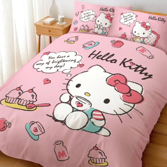 (免運)6X7尺雙人被套【HELLO KITTY凱蒂貓】三麗鷗正版卡通授權臺灣製 被單/棉被套~華隆寢飾KT11