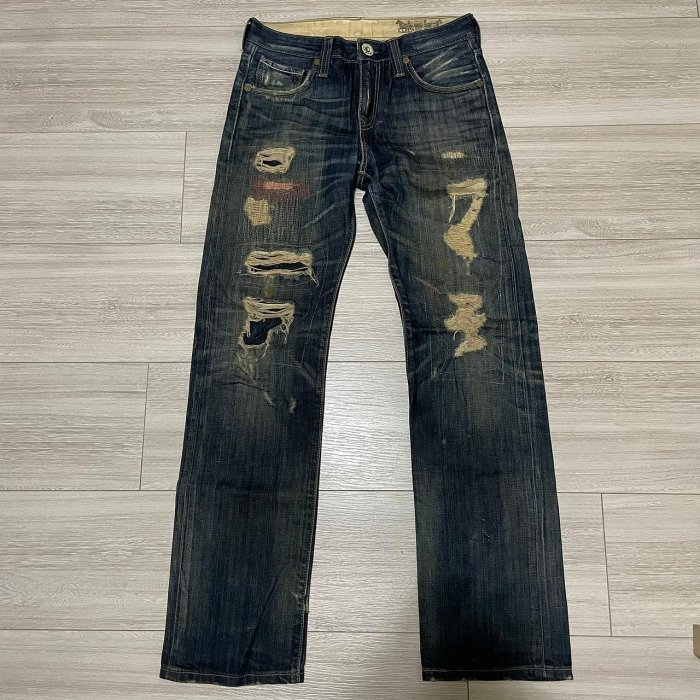 LEVI'S LEVIS LH523-0030 W28 L32 木村代言大破壞潑漆低腰直筒牛仔褲 501 502 504