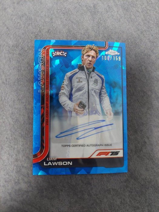 2025 Topps Chrome F1 Liam Lawson RC AU/159 藍寶石亮