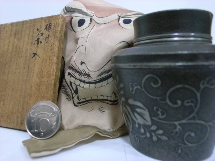 朔古玩賞＝《精緻茶具》日本老錫罐茶入茶倉含共箱| Yahoo拍賣