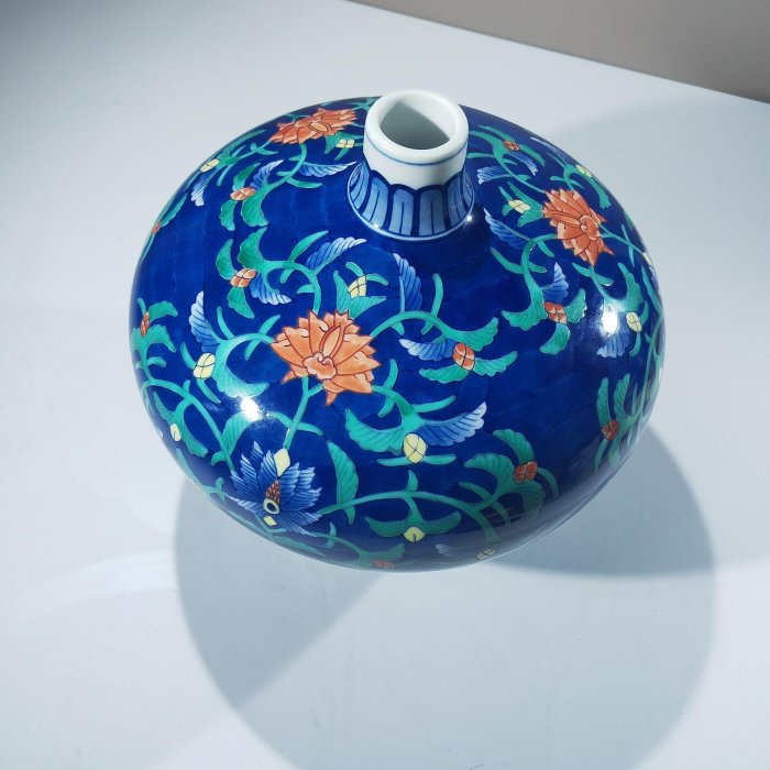 日本有田池田視行花卉花瓶中古美器瓶口直徑3.5 肚徑22 高22cm 原盒原例