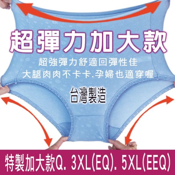 台灣製-超加大尺碼Q.3XL(EQ)5XL(EEQ/孕婦內褲/高腰內褲-唐朵拉 (302)【 唐朵拉 】