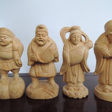 九天坊─藝雕品】＊黃楊木雕─日本七福神(老件,免運)＊FA216 | Yahoo拍賣